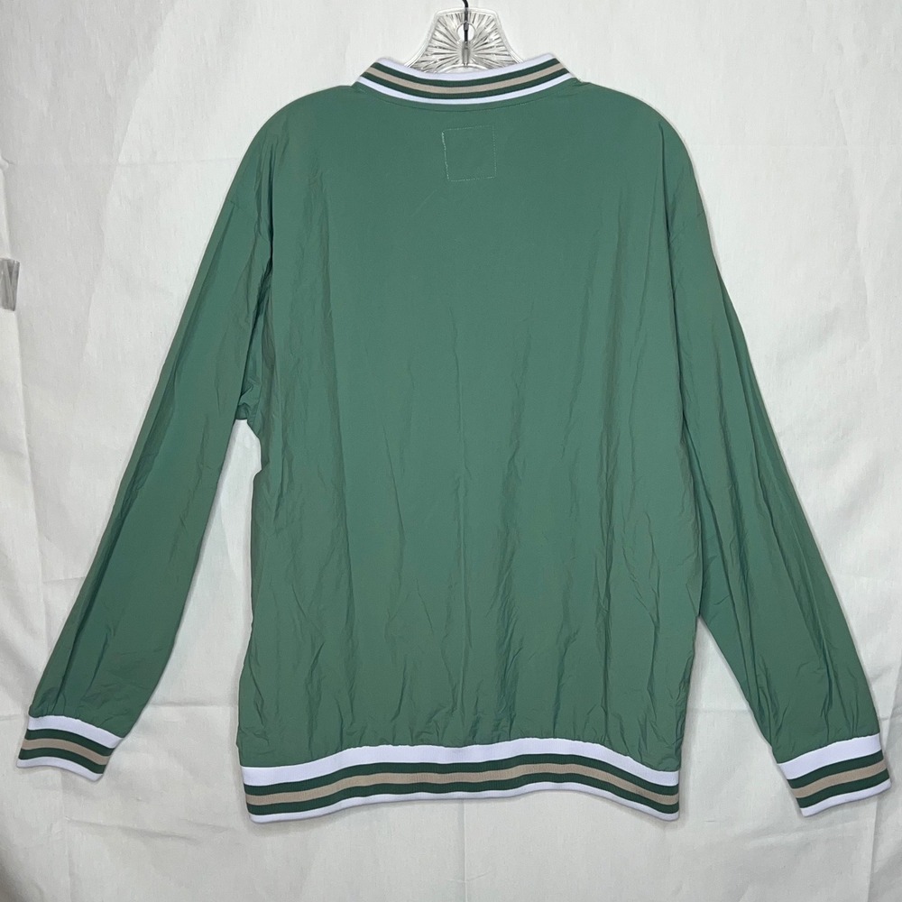 7‎ Eleven Pullover Windbreaker Jacket Green XL Embroidered Logo V Neck Athletic - Picture 4 of 4